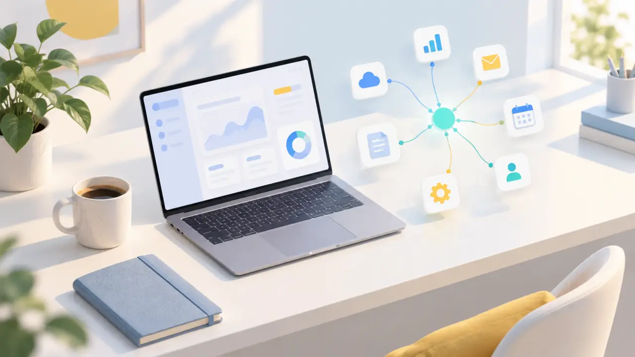 Interface de gestion présentant des outils connectés par API