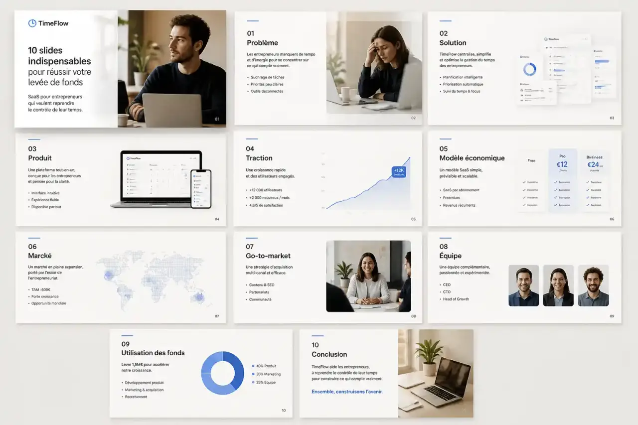 Pitch deck : 10 slides indispensables pour réussir votre levée de fonds