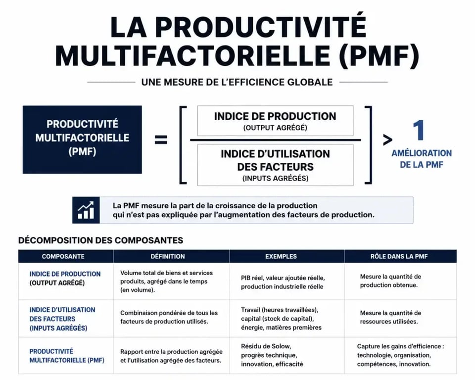 Schéma explicatif pour calculer la productivité multifactorielle en entreprise