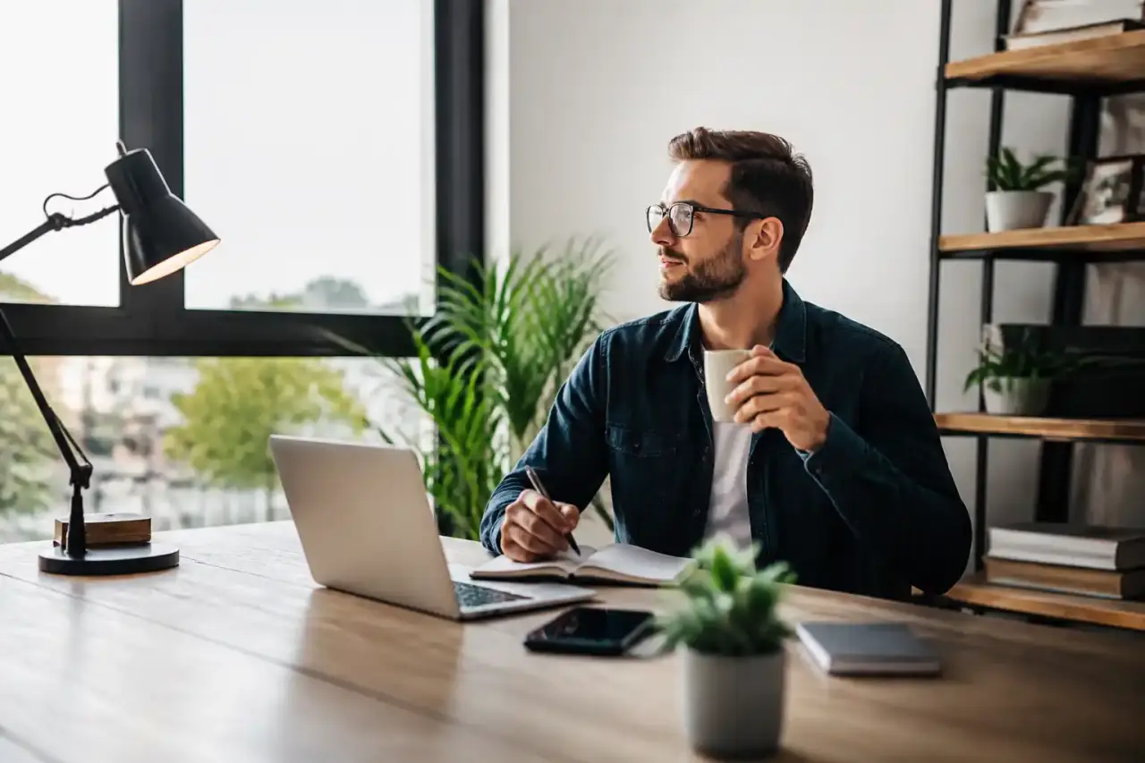 Interface SaaS moderne en grille Bento, avec calendrier et indicateurs de productivité