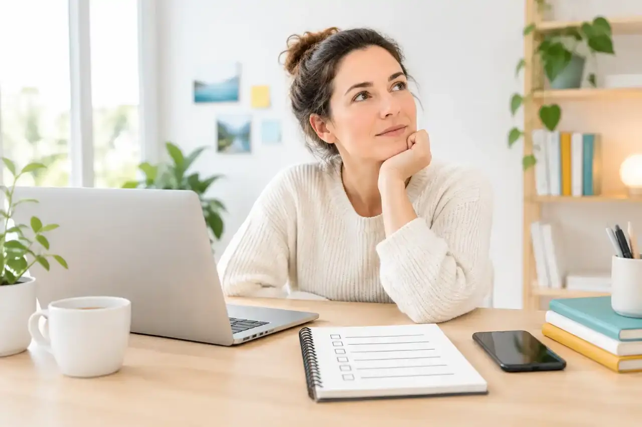 Bureau minimaliste avec un planning hebdomadaire épuré