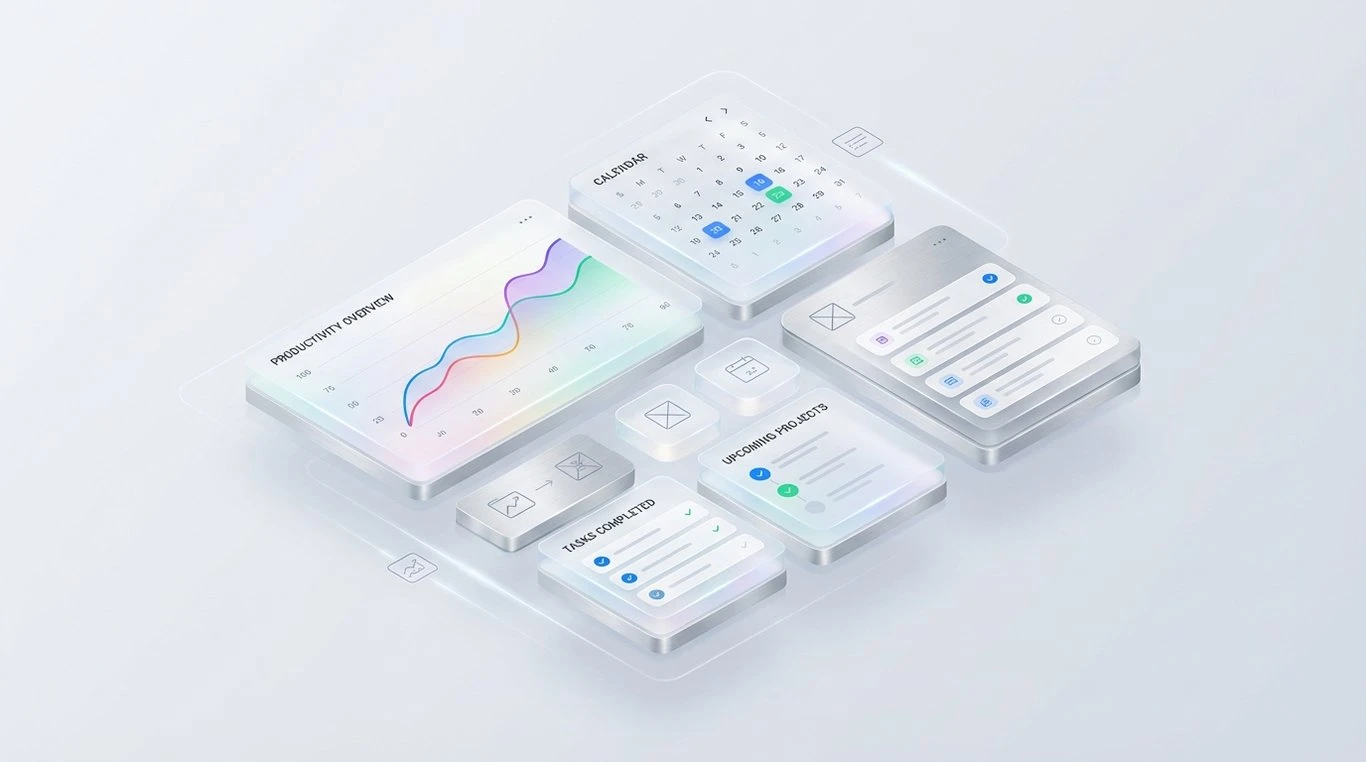 Interface Lundi Libre montrant une grille bento de productivité
