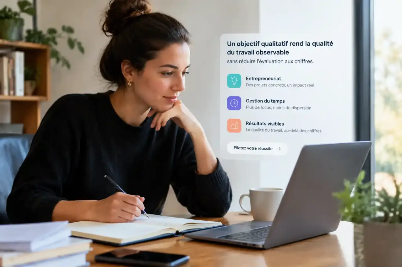 Un objectif qualitatif rend la qualité du travail observable, sans réduire l’évaluation aux chiffres